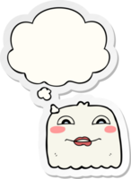 cartoon ghost with thought bubble as a printed sticker png