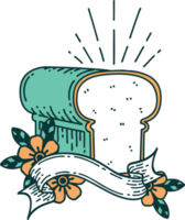 scroll banner with tattoo style loaf of bread png