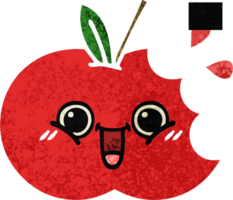 retro illustration style cartoon of a red apple png