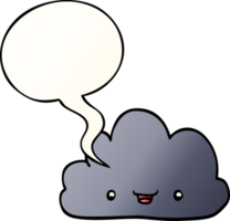 cartoon tiny happy cloud with speech bubble in smooth gradient style png