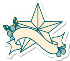 tattoo style sticker with banner of a star png