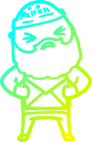 cold gradient line drawing of a cartoon man with beard png