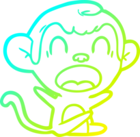 cold gradient line drawing of a shouting cartoon monkey png