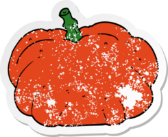 distressed sticker of a cartoon pumpkin png