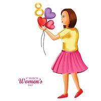 Beautiful happy womens day card with face design vector