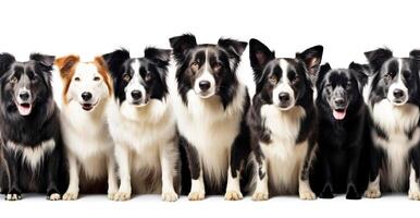 AI generated Group purebred beautiful breed of dog border collie, background nature isolate. photo