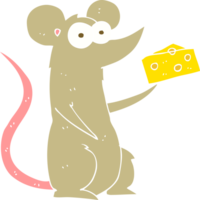 flat color illustration of mouse with cheese png