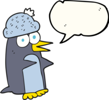 mão desenhado discurso bolha desenho animado pinguim png