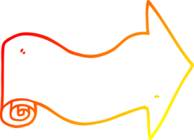 warm gradient line drawing of a cartoon pointing arrow png