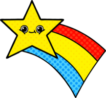 comic book style cartoon of a shooting rainbow star png