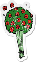 distressed sticker of a cartoon bunch of flowers png