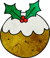 hand drawn quirky cartoon christmas pudding png