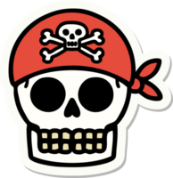 pegatina de tatuaje al estilo tradicional de una calavera pirata png