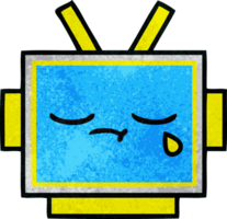 retro grunge textura dibujos animados de un robot cabeza png