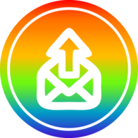 send email circular icon with rainbow gradient finish png