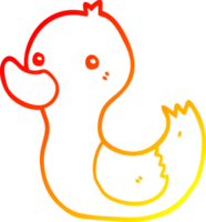 warm gradient line drawing of a cartoon duck png