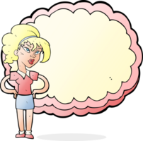 cartoon woman in front of cloud with space for text png