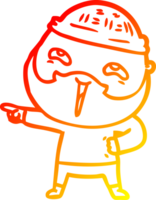 warm gradient line drawing of a cartoon happy bearded man png
