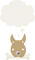 dibujos animados perro con hueso con pensamiento burbuja en retro estilo png