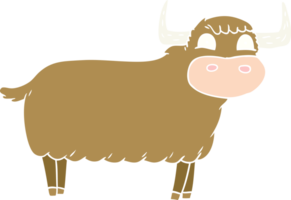 flat color style cartoon highland cow png