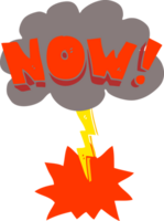 flat color illustration of now symbol with thundercloud png