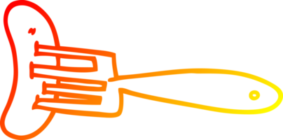 warm gradient line drawing of a cartoon banger on fork png