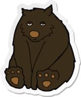 autocollant d'un ours noir malheureux de dessin animé png