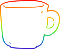 rainbow gradient line drawing of a cartoon coffee cup png