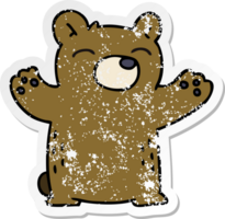 distressed sticker of a quirky hand drawn cartoon bear png