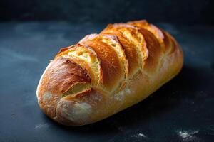 ai generado un pan de un pan en negro antecedentes. generativo ai foto