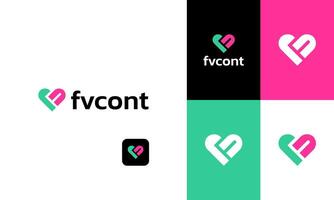 resumen corazón icono con letra F combinación profesional negocio firmar logo diseño para empresa vector