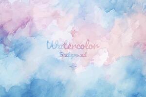 Delicate Blue and Soft Pink Watercolor Background on White Wall vector