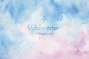 Dreamy Blue and Soft Pink Watercolor Background on White Wall vector