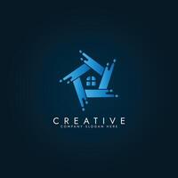 Vector circle blue logo symbol isolated abstract  real estate house logo design template