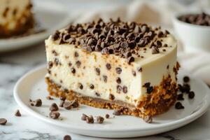 AI generated Sweet Symphony, Delighting in Chocolate Chip Cookie Dough Cheesecake photo