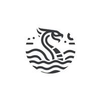 Minimal Mythical Ocean Serpent Creature Vector