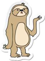 sticker of a quirky hand drawn cartoon sloth png