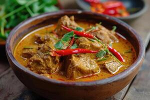 AI generated Discover the Richness, Aromatic Goat Curry Delight Gulai kambing. generative ai photo