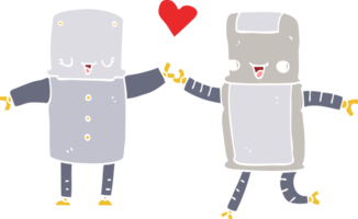 robots de dibujos animados de estilo de color plano enamorados png