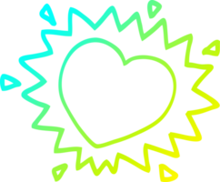 cold gradient line drawing of a cartoon flaming heart png