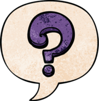 cartoon question mark with speech bubble in retro texture style png