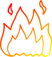 warm gradient line drawing of a cartoon fire burning png