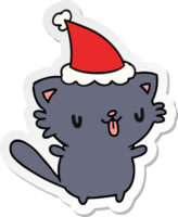 hand drawn christmas sticker cartoon of kawaii cat png