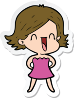 sticker of a cartoon happy woman png