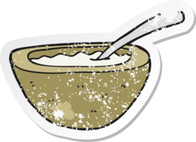 retro distressed sticker of a cartoon porridge png