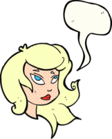 hand drawn comic book speech bubble cartoon female face png