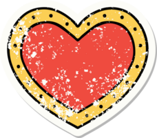 distressed sticker tattoo in traditional style of a heart png