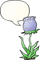 cartoon wild flower with speech bubble in smooth gradient style png