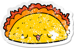 distressed sticker of a cartoon taco png