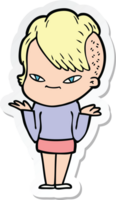 sticker of a cute cartoon girl with hipster haircut png